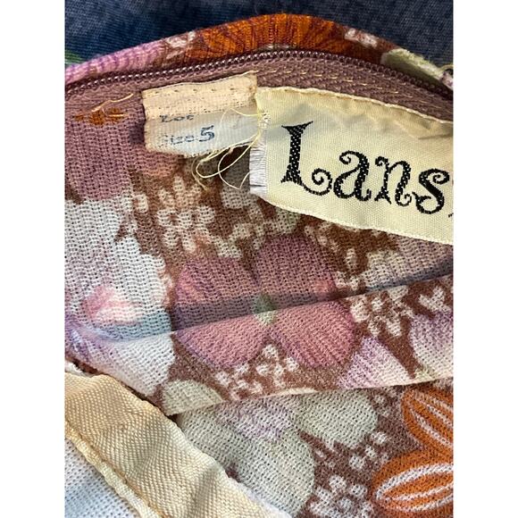 Vintage Lansford  60’s Long Sleeve Maxi Dress Belted Scoop Neck Size 2 - Picture 7 of 9